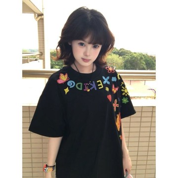 已售9642件💖赤道少女 純棉 短袖T恤 短袖上衣 oversize 潮牌衣服 設計感上衣 寬鬆上衣 韓系 夏天衣服