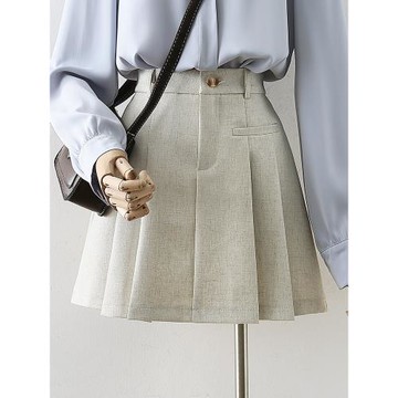 西裝短款百褶半身裙女裝2025春夏新款高腰百搭顯瘦A字防走光短裙