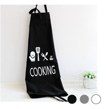 【伙拼市集】 COOKING系列透氣棉麻可調整高度 圍裙 工作圍裙 棉麻圍裙