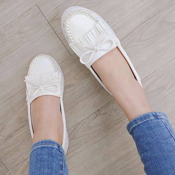 皮革感流蘇厚底懶人鞋 1BC40