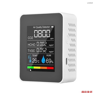 [新] 便攜式空氣質量監測器室內 CO2 檢測器 5 合 1 Forma