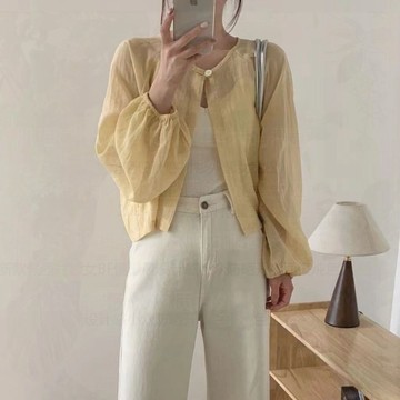 【🍒櫻桃大尺碼】大尺碼開衫 2024夏季開衫新款防曬衣新中式輕薄款短款外套長袖寬松空調衫上衣