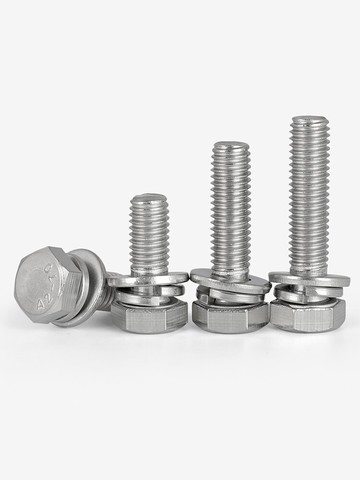 M4M5M6M8M10M12 304不銹鋼外六角組合螺絲釘平腦六角頭三組合螺栓