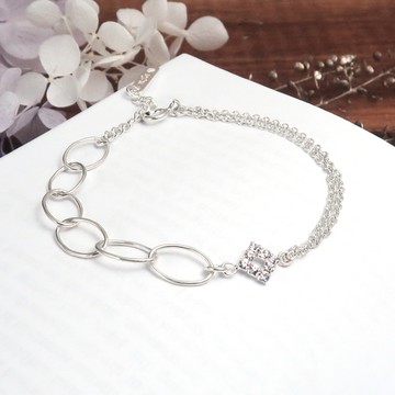 ART64 純銀 菱格美鑽 925純銀手鍊 19週年紀念設計 女生手鍊