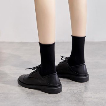小皮鞋女英倫風2025新款春秋季學生黑色jk復古平底百搭系帶單鞋女