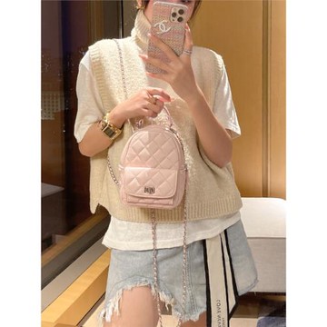 (免運)高級感小香風菱格迷你雙肩包女新款時尚百搭雙肩書包單肩旅行包潮