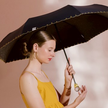 德國boy全遮光水晶刺繡晴雨傘(經典維多利亞-藍)