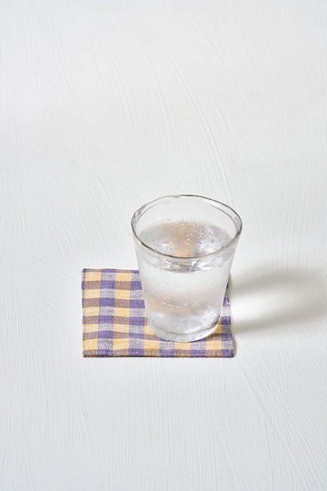 日本 Fog Linen Work - 100% 亞麻杯墊 - 紫黃格紋