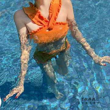 Xuan♥韓國學生泳衣女比基尼小胸聚攏分體性感顯瘦保守高腰三角溫泉泳裝