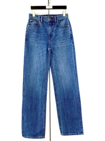 (XL) alexander wang藍色皮標高腰牛仔長褲