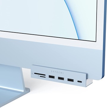 【日本代購】Satechi iMac24英寸用USB-C 夾式集線器(藍色) (2021 iMac適用) USB-C 數據端口, 3xUSB-A 3.0, Micro/SD卡讀卡器