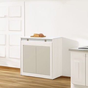 文創集 亞馬2.7尺多功能中島桌低餐櫃(可拉出桌面多段式伸縮桌面架)-80x40x84cm免組