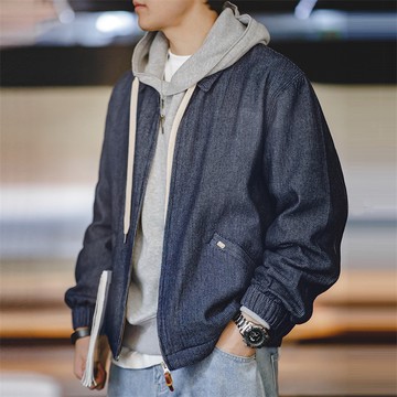 馬登工裝 美式復古牛仔boxy教練夾克cityboy寬鬆翻領外套男春秋