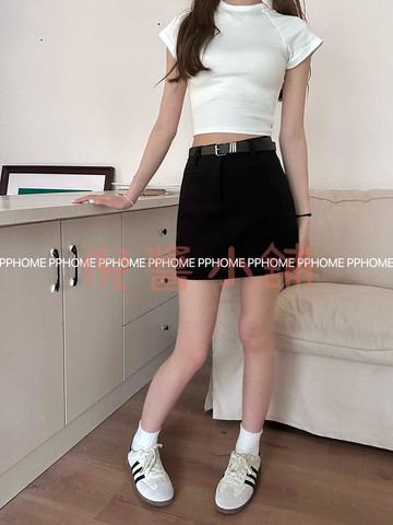 自制~A字西裝裙 夏季經典百搭西裝短裙 高腰顯瘦半身裙短裙【倪醬小鋪】