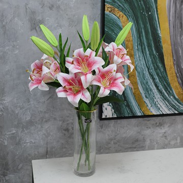 仿真百合花單支客廳電視柜擺件創意擺設花高檔臺花裝飾仿真花擺件