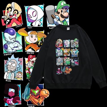 潮流卡通動漫二次元周邊印花秋長袖圓領套頭衛衣寬松個性學生男女
