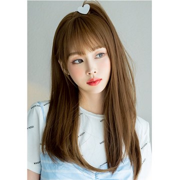 假發女長直發富有層次感空氣劉海氣質溫柔輕盈蓬松透氣發套全頭套