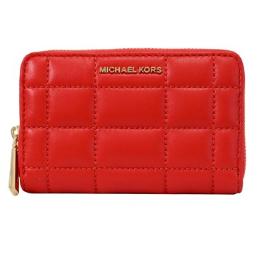MICHAEL KORS JET SET 質感車線拉鍊卡片零錢包.紅