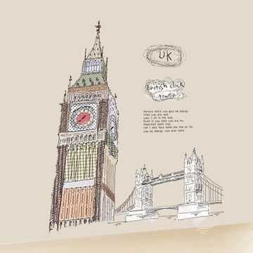 壁貼 倫敦鐘 壁貼 創意壁貼 無痕壁貼 壁紙 牆貼 Loxin