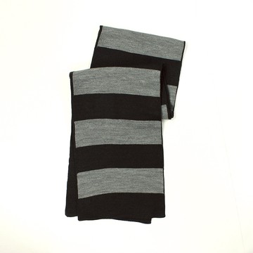 美國百分百【全新真品】J.Crew 圍巾 JC 配件 披肩 針織 雙面 條紋 保暖 經典 黑 灰 男 女 B537