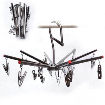 16夾不銹鋼防風傘型曬架晾曬襪子內衣衣架晾衣多夾子晾衣架不掉落