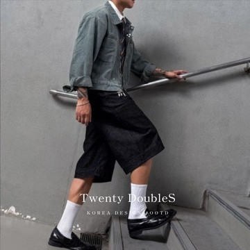 【20ss_select】韓國 立體剪裁單寧七分牛仔褲 七分褲 短褲 丹寧褲 牛仔褲 男生短褲 夏季短褲 短褲男 穿搭