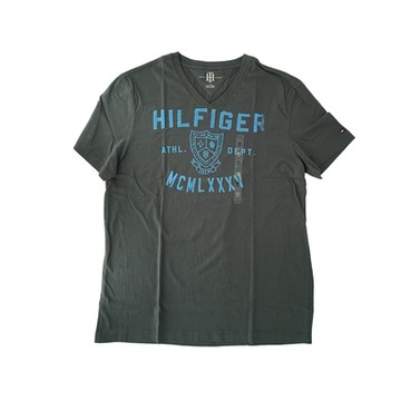 TOMMY 年度經典印刷徽章文字圖案短袖T恤-深灰色