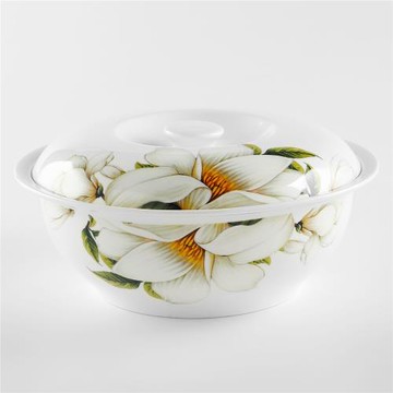 骨質瓷大湯鍋帶蓋子荷花圖案大容量品鍋骨瓷富貴鍋微波爐適用