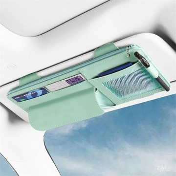 汽車收納 車用眼鏡夾 車內用遮陽簾卡片包收納袋車載多功能通用輕奢眼鏡盒大容量證件包 車用眼鏡架 車用收納