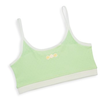 Annypepe - Q涼天絲緹花肩帶型成長內衣-淡蘋果綠