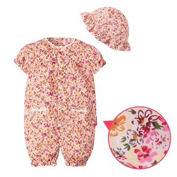 Augelute Baby 鄉村碎花復古連身衣附帽子 2件套 60359