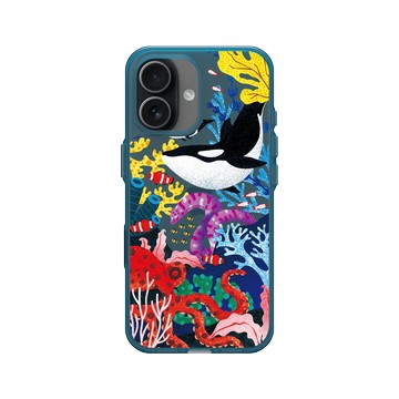 iPhone 17 Clear (相機按鈕) 夜幕藍 - Ocean Collection: Let's Sea 海洋系列：一路向海 - 海底花花世界（虎鯨版）
