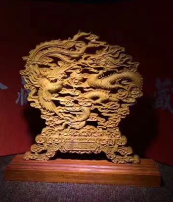 崖柏龍鳳呈祥擺件 紅木雕龍飛鳳舞 家居風水擺件 新年禮品1入