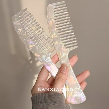 ✨臺灣出貨✨人魚色幻彩髮梳 手柄梳子~顏色美bao了。ins高級感頭梳 便攜梳