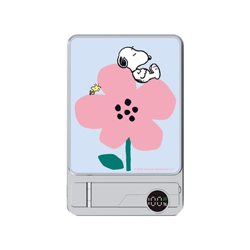 【正版授權】SNOOPY史努比躺在花花上Turbo極速輕薄磁吸行動電源
