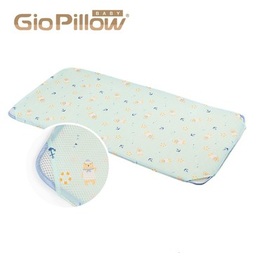 韓國 GIO Pillow - 二合一有機棉透氣排汗嬰兒床墊-水手熊藍
