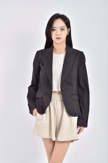 (S) sisley西裝棉質長袖黑色外套