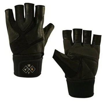 [WELL FIT 威飛客]3M Grip止滑+AVS防震 山羊皮 腕式健身手套 (黑色)