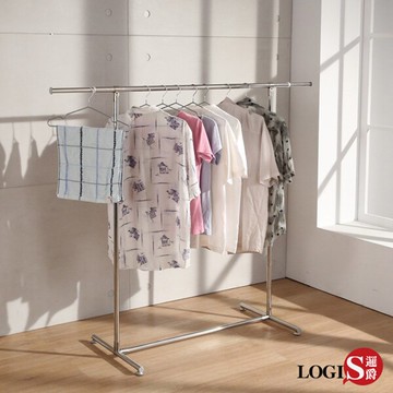 愛生活單桿伸縮不鏽鋼衣架 掛衣架 吊衣架 曬衣桿 晾衣架 曬衣架【LOGIS邏爵】【H1-1】