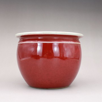 大清乾隆祭紅釉缸 筆洗 古玩古董陶瓷器收藏民間老貨收藏品擺件