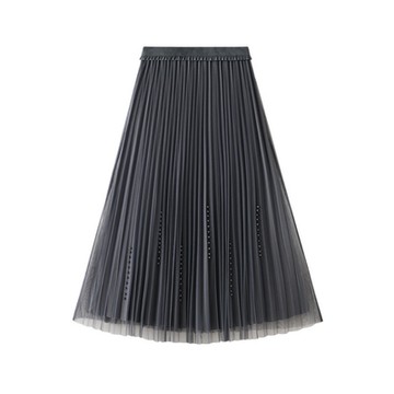 [巴黎精品] 半身裙長裙-釘珠網紗金絲絨兩面穿女裙子4色a1fq142