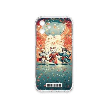 iPhone 12 mini 殼 TRON IPhone 12 MINI 穿著和服跳舞的三隻花貓咪系列  載具 四角防摔殼 手機殼