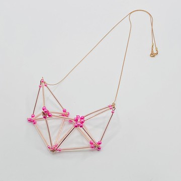 3D Heart NECKLACE【Pink】