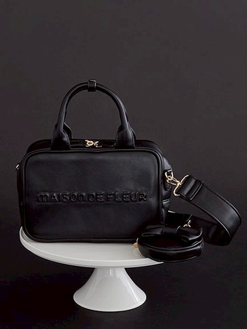 皮革方形品牌壓紋波士頓手提/側背包(08000645400) - Maison de FLEUR