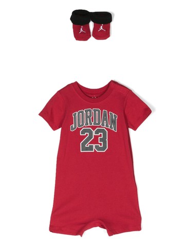 Jordan Kids - logo-print cotton romper - kids - Cotton - 9-12 mth - Red