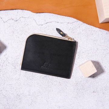 L型拉鍊零錢包L Zip Coin Wallet / 黑 Black / 免費刻字