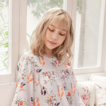 Rosemaid 羅絲美 - 愛情鳶尾花半開釦長袖洋裝睡衣-珍珠粉/水晶藍【R3325】