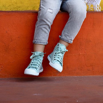 西班牙帆布鞋 CIENTA 61997 50 淡綠色 經典布料 童鞋 高筒