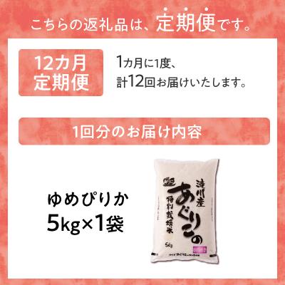 ふるさと納税 滝川市 特別栽培ゆめぴりか 5kg 12ヶ月連続