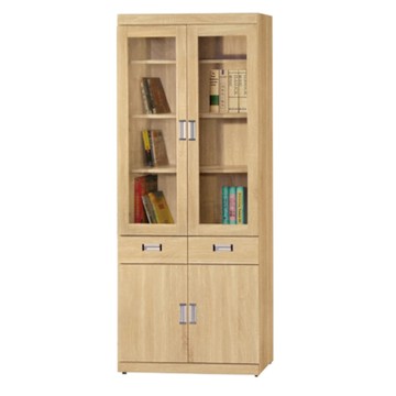 文創集 萬斯2.7尺四門二抽書櫃(二色可選)-80x38x197cm免組